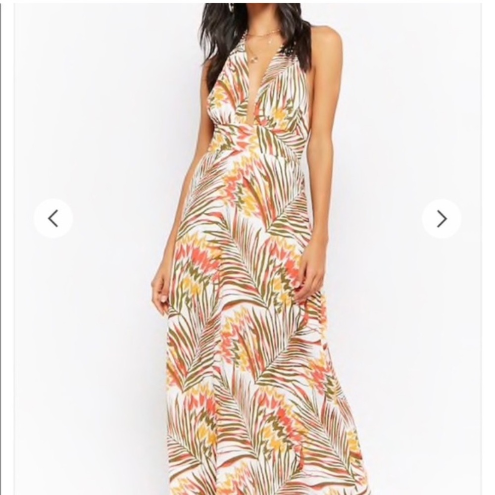 Forever 21 Tropical Halter Maxi Dress size small